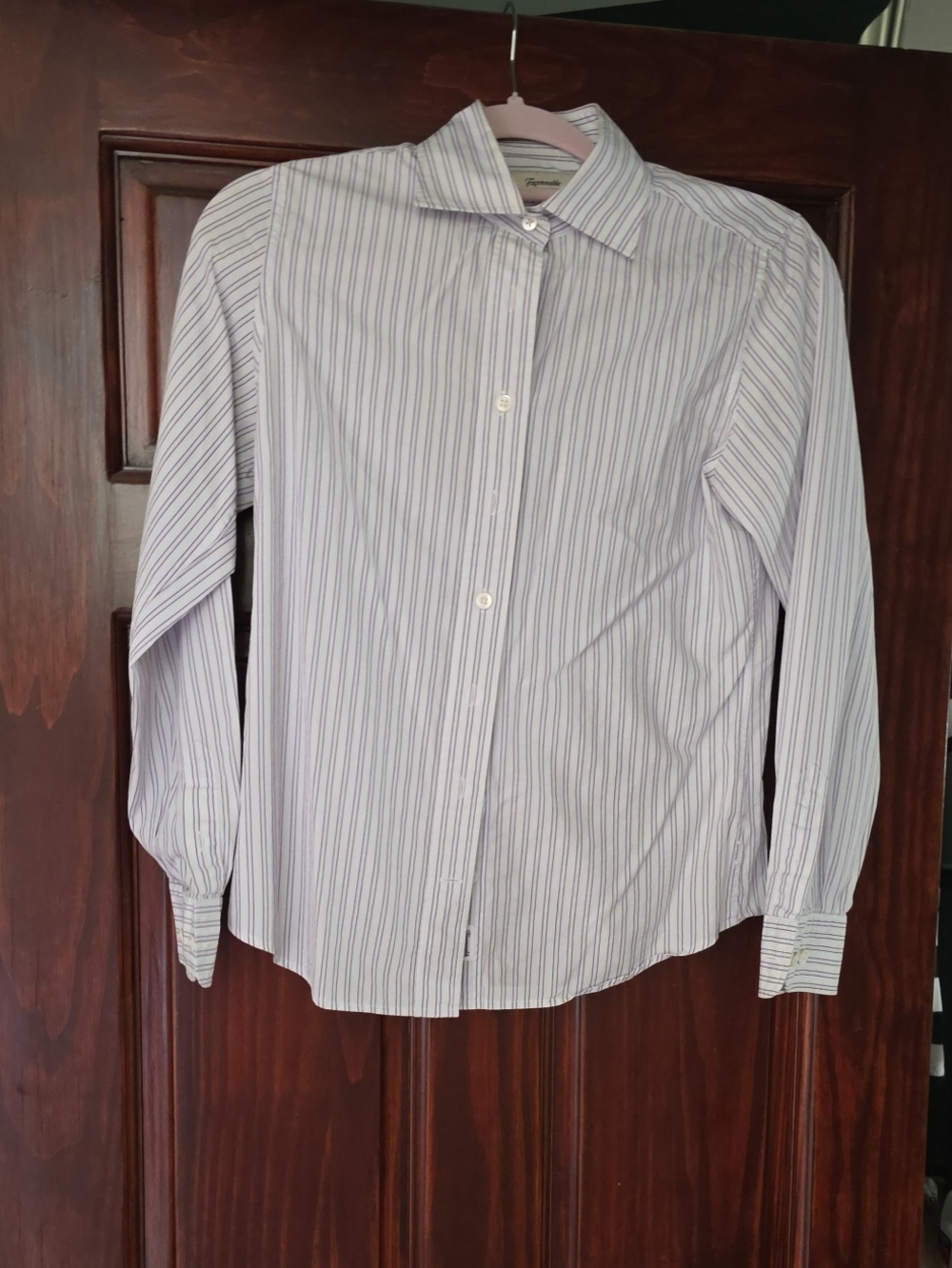 Faconnable White Shirt with Lavender Pinstripes SIZE XS